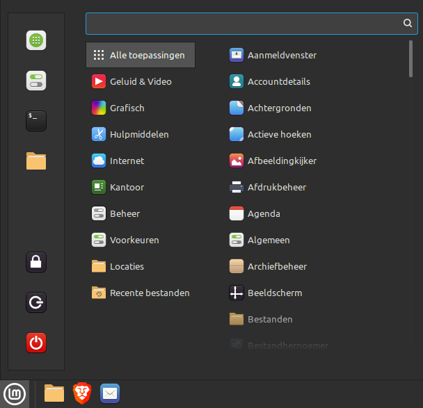 Linux Mint menu