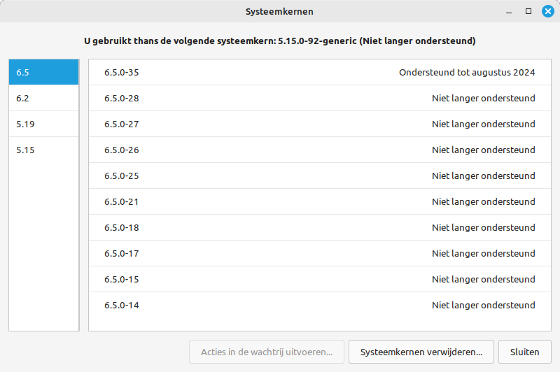 Bijwerkbeheer systeemkernen