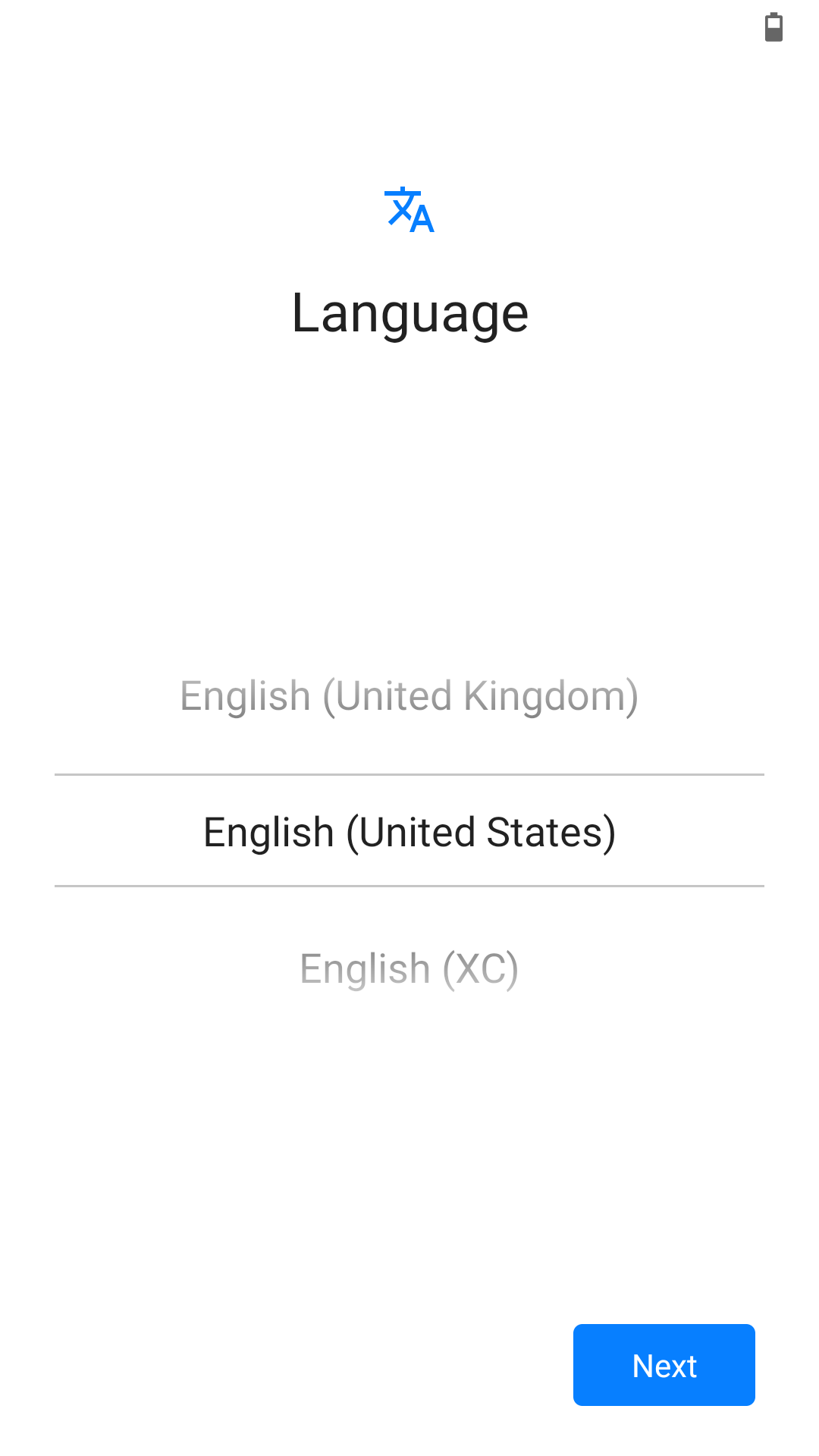 Initiële instellingen language