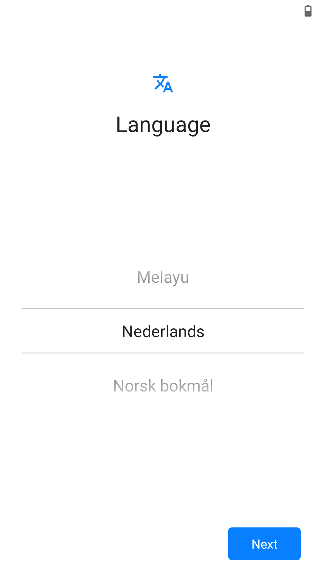 Initiële instellingen taal