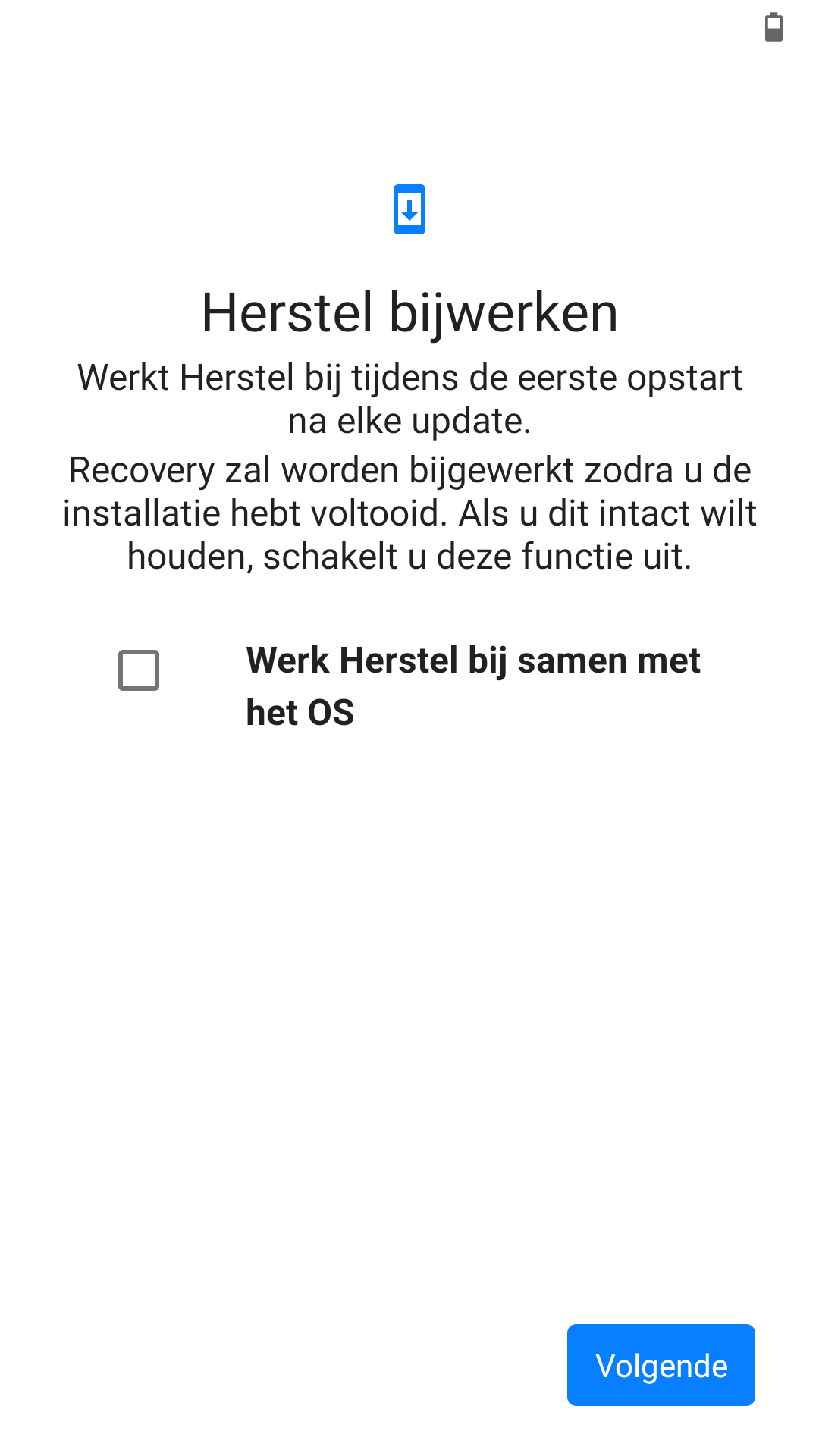 Initiële instellingen herstel