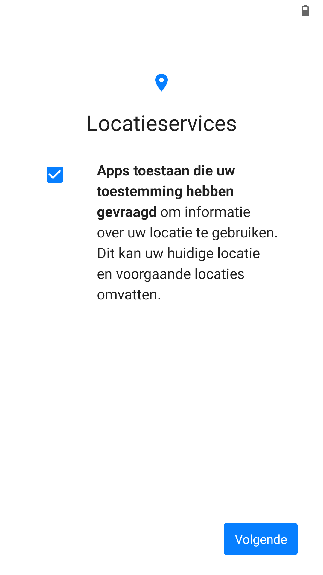Initiële instellingen locatie