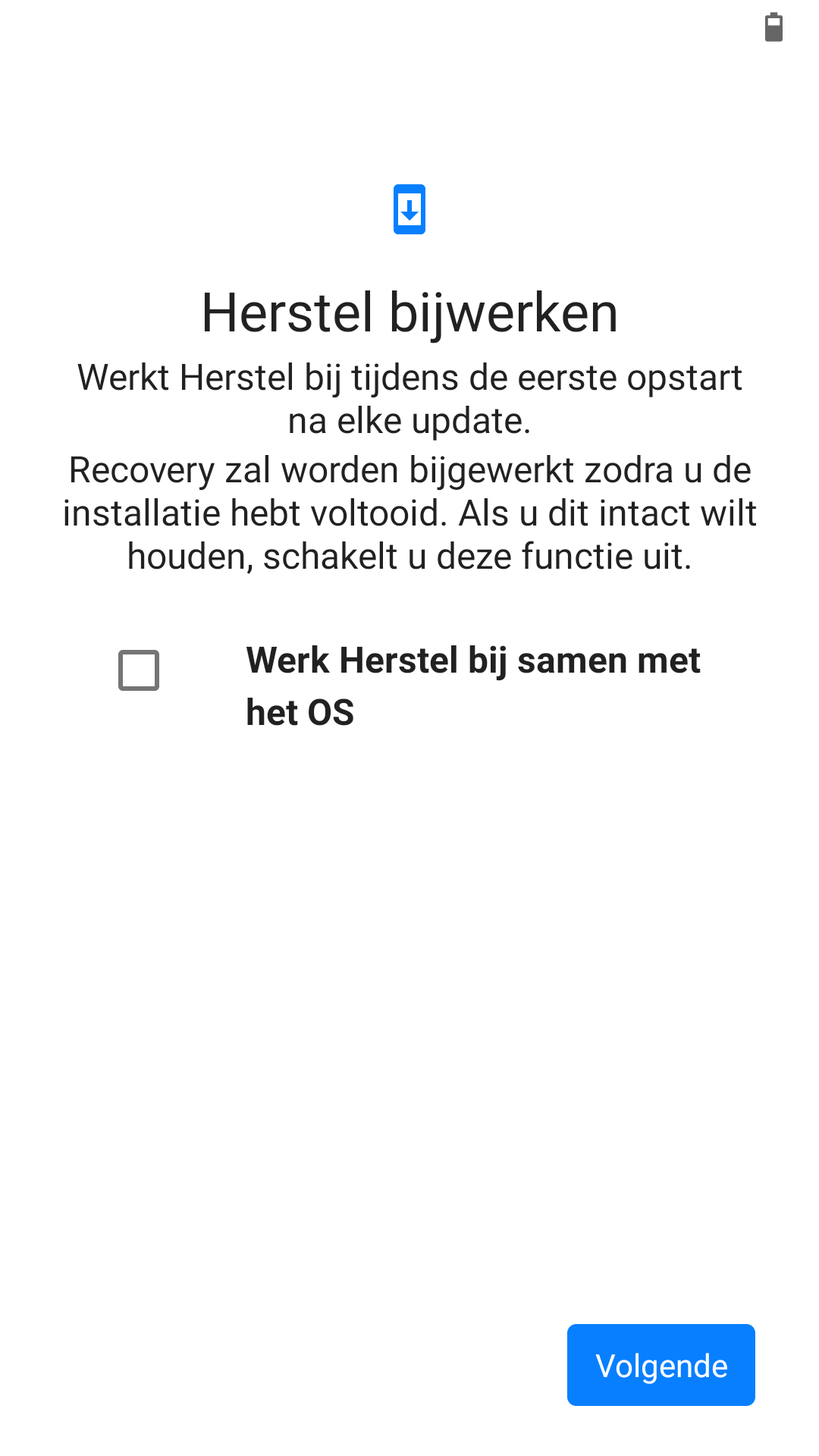 Initiële instellingen herstel