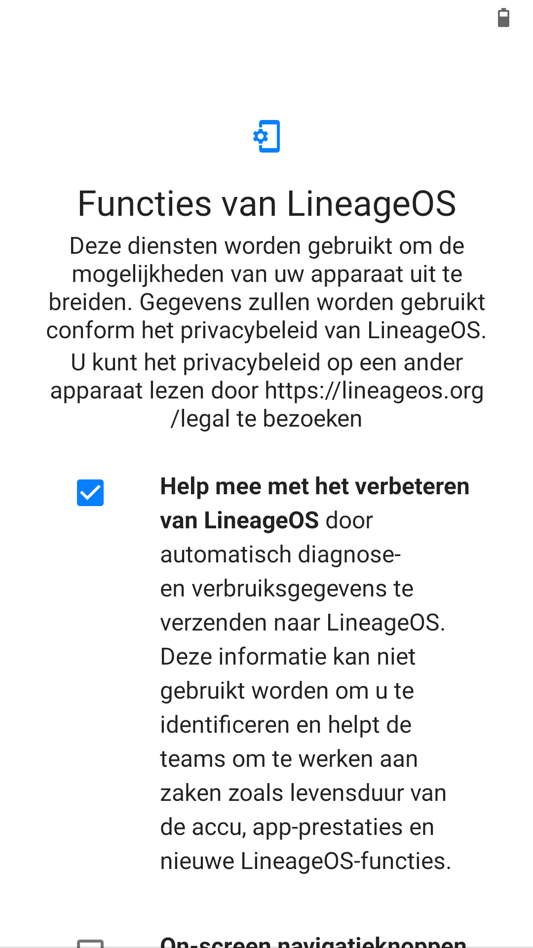 Initiële instellingen functies