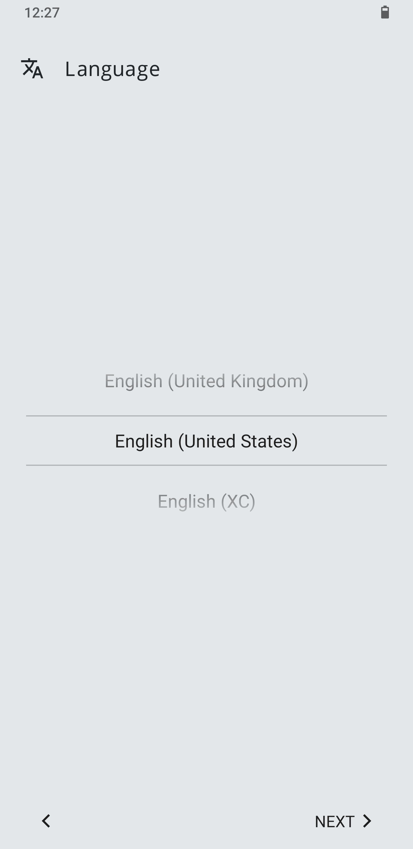 Initiële instellingen language