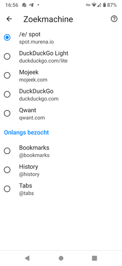 /e/OS browserzoekmachine