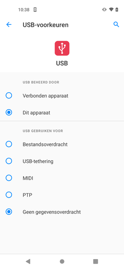 USB voorkeuren
