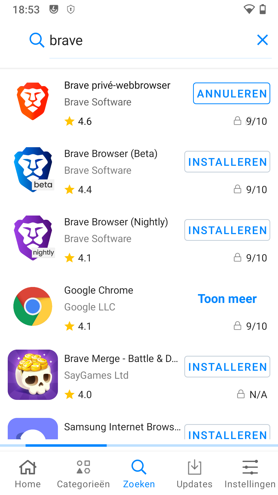 App Lounge Brave installeren