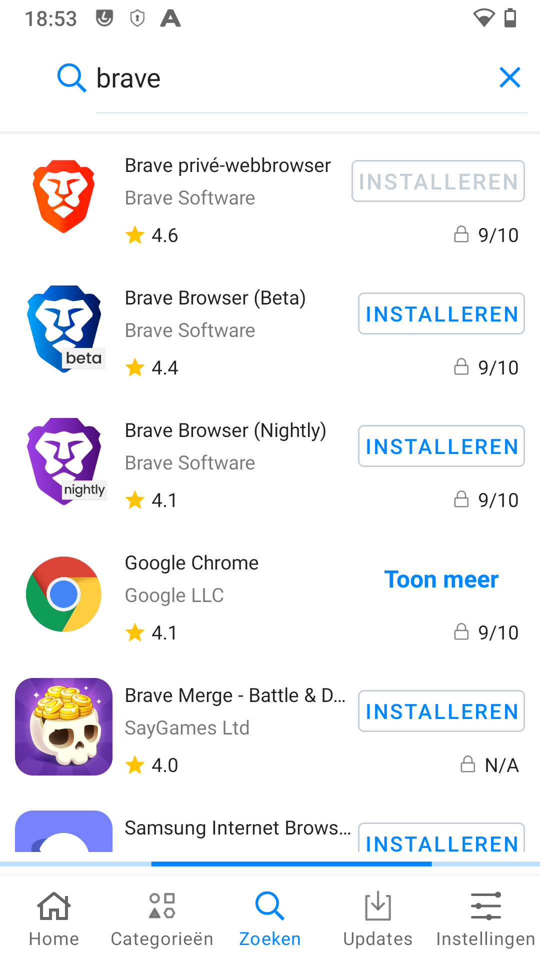 App Lounge Brave installatie